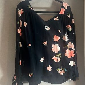 Flowery off-the-shoulder blouse